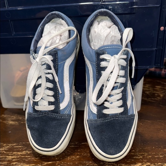 Vans Men's/ Women’s Navy and White Sneakers sz mens 7 women’s 8.5 - Picture 1 of 10